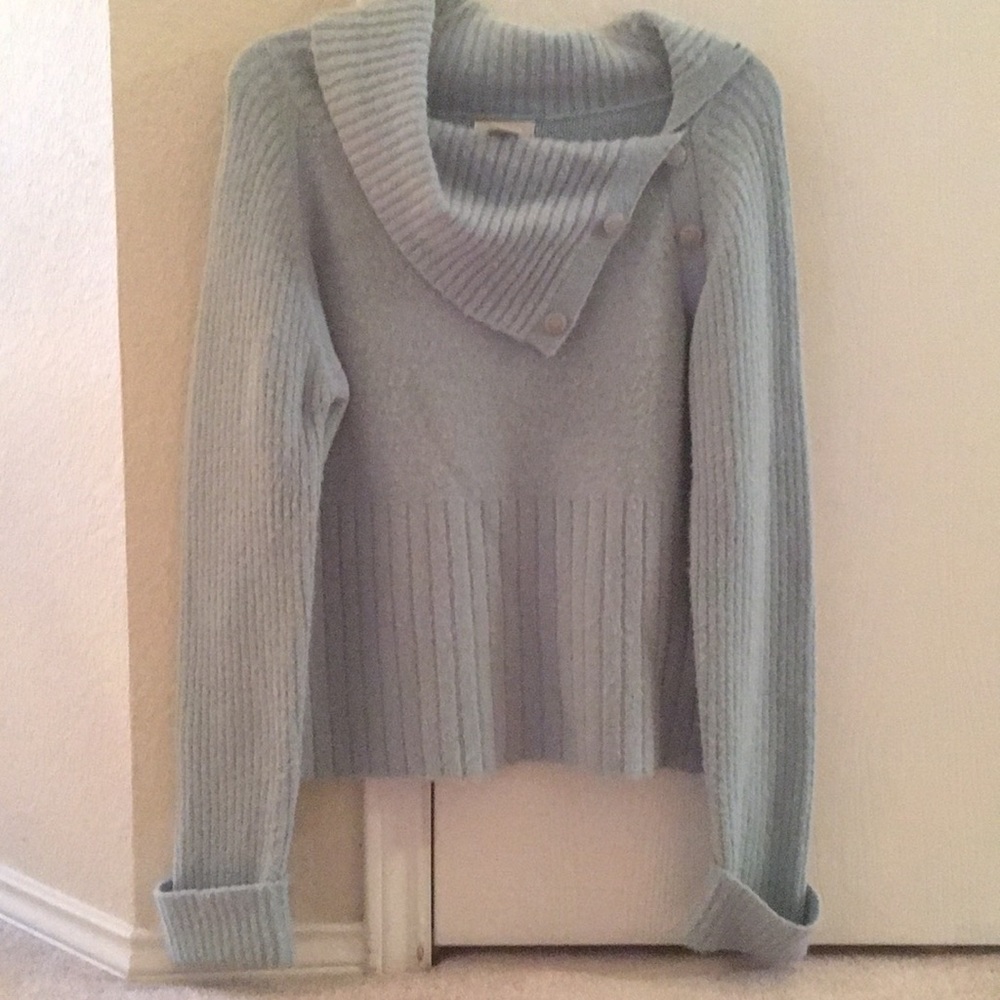 Cowl neck blue gray Anthropologie sweater M